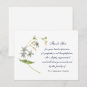 Waterverf Zachte blauwe  florale dank voor uw kaar Bedankkaart (Voorkant / Achterkant)