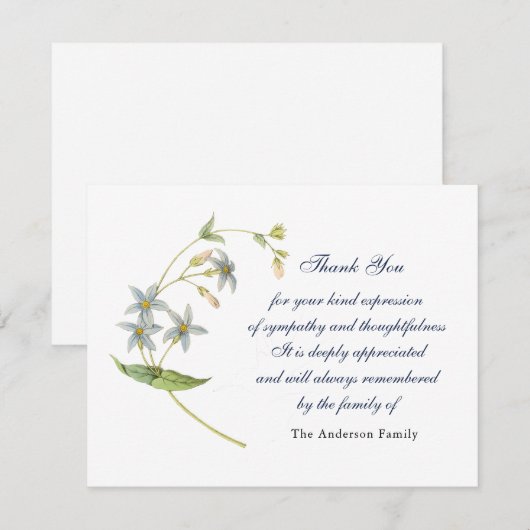 Waterverf Zachte blauwe  florale dank voor uw kaar Bedankkaart (Voorkant / Achterkant)