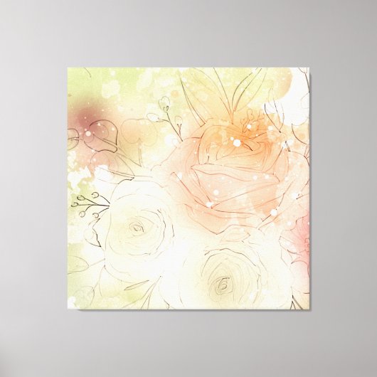 *~ Waterverf Zachte Bloemen AP10 Etherische Bloeme Canvas Afdruk (Voorkant)
