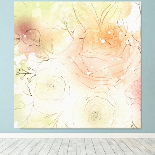 *~ Waterverf Zachte Bloemen AP10 Etherische Bloeme Canvas Afdruk (Insitu (Houten vloer))