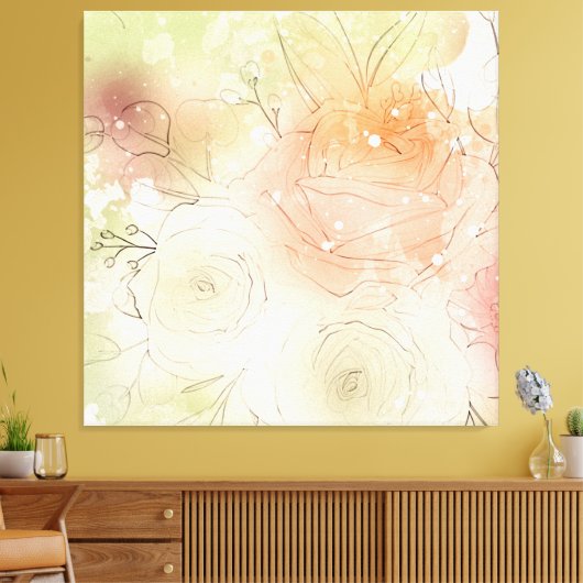 *~ Waterverf Zachte Bloemen AP10 Etherische Bloeme Canvas Afdruk (Insitu (Woonkamer))