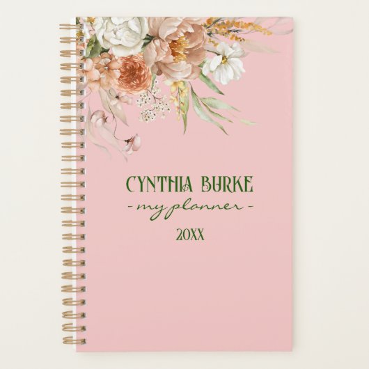 Waterverf Zachte Blush Roze Bloemen Spiraalplanner Planner (Voorkant)