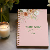 Waterverf Zachte Blush Roze Bloemen Spiraalplanner Planner