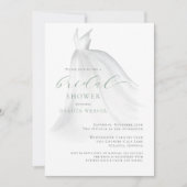 Waterverf Zachte Groene Trouwjurk Vrijgezellenfees Kaart (Voorkant)