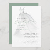Waterverf Zachte Groene Trouwjurk Vrijgezellenfees Kaart (Voorkant / Achterkant)