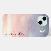 Waterverf Zachte Halve Maan met naam Case-Mate iPhone Case (Achterkant (horizontaal))