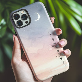 Waterverf Zachte Halve Maan met naam iPhone 15 Case