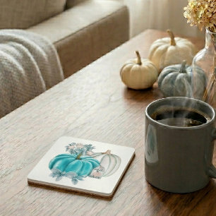 Waterverf Zachte Herfst Blauwe Pompoen Bier Onderzetter