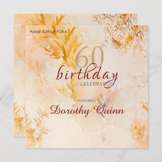 Waterverf Zachte Herfstbladeren Verjaardag Kaart (Voorkant / Achterkant)