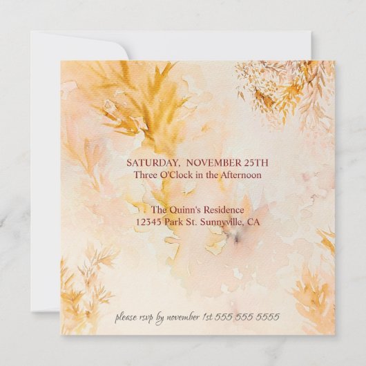 Waterverf Zachte Herfstbladeren Verjaardag Kaart (Achterkant)