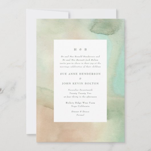 Waterverf Zachte Pastel Beach Weddenschap Kaart (Voorkant)