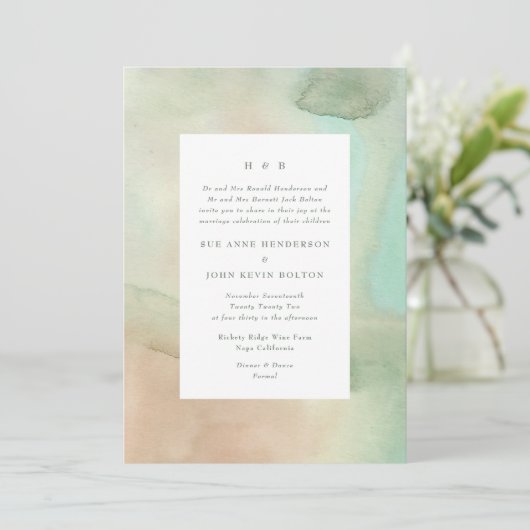 Waterverf Zachte Pastel Beach Weddenschap Kaart (Staand voorkant)