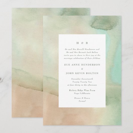 Waterverf Zachte Pastel Beach Weddenschap Kaart (Voorkant / Achterkant)