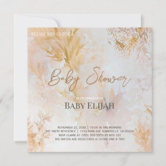 Waterverf Zachte Pastel Bladeren Baby Borrel Kaart