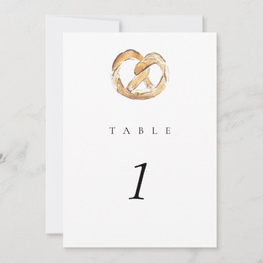 Waterverf Zachte Pretzel 5x7" Trouwtafel nummer (Voorkant)