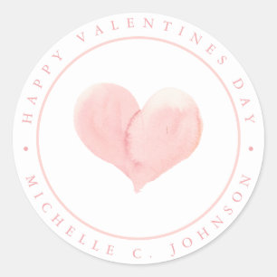 Waterverf Zachte Roze Harde Wart Happy Valentines Ronde Sticker