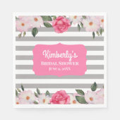 Waterverf zachte roze witte rozen bruidsshower servet (Voorkant)