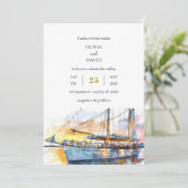 Waterverf Zachte Zonsondergang Sky Sailboat Strand Kaart (Staand voorkant)