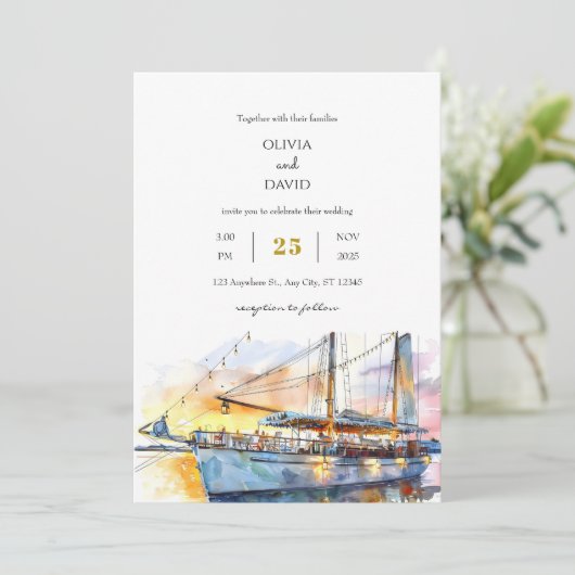 Waterverf Zachte Zonsondergang Sky Sailboat Strand Kaart (Staand voorkant)