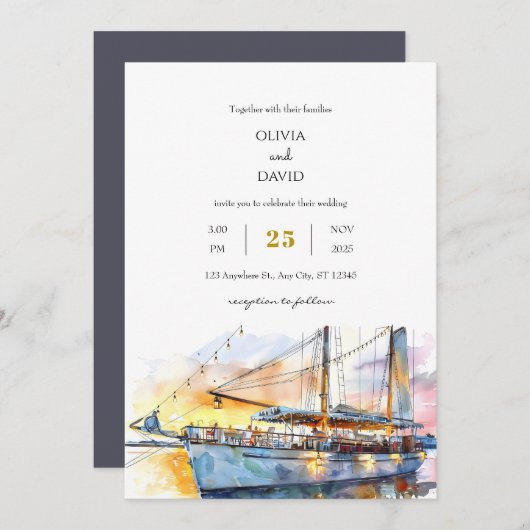 Waterverf Zachte Zonsondergang Sky Sailboat Strand Kaart (Voorkant / Achterkant)