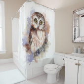 Waterverf zag Whet Owl Bird Animal Art Douchegordijn (In situ)