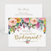 Waterverf Zal jij mijn bruidsmeisje zijn? Kaart (Voorkant / Achterkant)