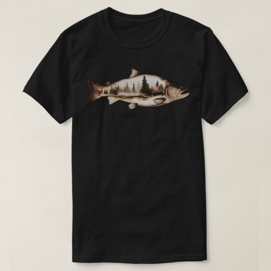 Waterverf zalm met bos Thirt T-shirt (Design voorkant)