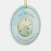 Waterverf Zand Dollar Beach Naam & Jubileum Keramisch Ornament (Rechts)