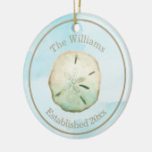 Waterverf Zand Dollar Beach Naam & Jubileum Keramisch Ornament (Links)