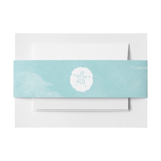 Waterverf Zand Dollar Belly Band Uitnodigingen Wikkel (Voorkant Voorbeeld)