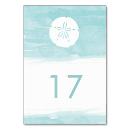 Waterverf Zand Dollar Tafelnummer Kaarten