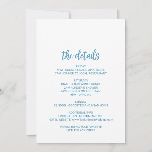 Waterverf Zand en Zee Bachelorette Weekend Kaart (Achterkant)