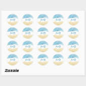 Waterverf Zand en Zee Bindende Envelopzegels Ronde Sticker (Vel)