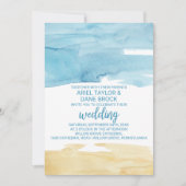 Waterverf Zand en Zee bruiloft Kaart (Voorkant)