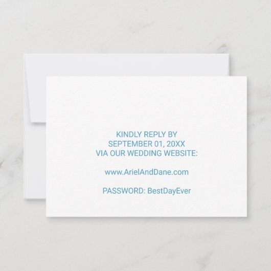 Waterverf zand en Zee bruiloft Website RSVP Kaart (Achterkant)