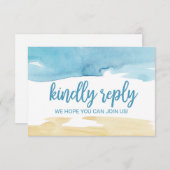 Waterverf zand en Zee bruiloft Website RSVP Kaart (Voorkant / Achterkant)