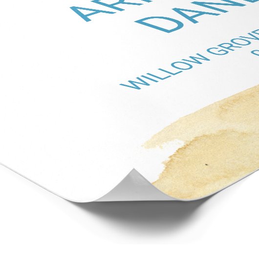 Waterverf zand en Zee bruiloft Welkom Poster (Hoek)