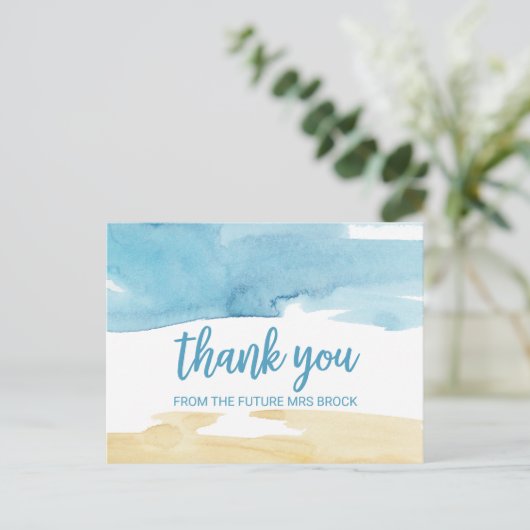 Waterverf Zand en Zee Hartelijk dank Briefkaart (Staand voorkant)