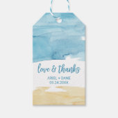 Waterverf Zand en Zee "Love & Bedankt" Cadeaulabel (Voorkant)