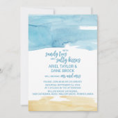 Waterverf Zand en Zee Salty Kisses Wedding Kaart (Voorkant)