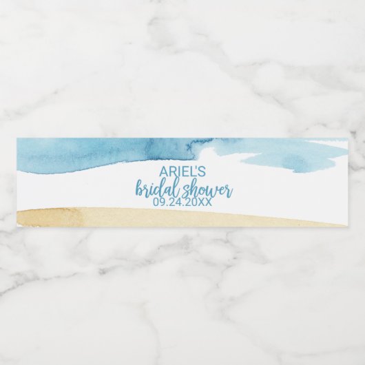 Waterverf Zand en Zee Vrijgezellenfeest Waterfles Etiket (Enkel label)