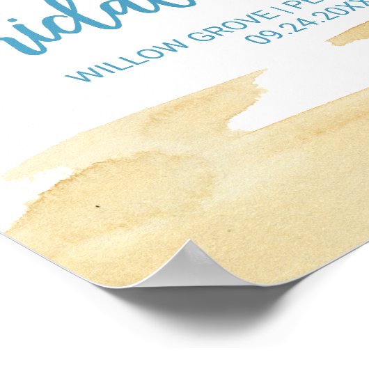 Waterverf zand en Zee Vrijgezellenfeest Welkom Poster (Hoek)