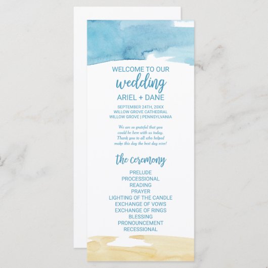 Waterverf - zand en Zee - weddenschap Programmakaart (Voorkant / Achterkant)