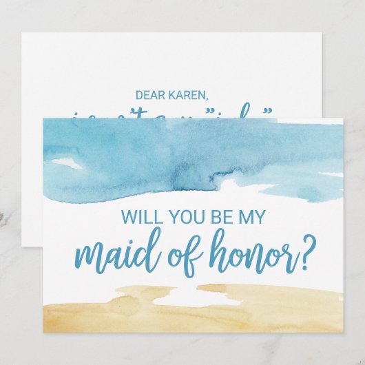 Waterverf Zand & Zee... zal je mijn eerbetoon zijn Kaart (Voorkant / Achterkant)