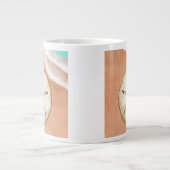 Waterverf zanddollar op het strand grote koffiekop (Voorkant)