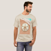 Waterverf zanddollar op het strand t-shirt (Voorkant volledig)