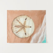 Waterverf zanddollar op het strand wandkleed (Voorkant (horizontaal))