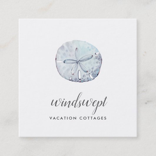 Waterverf zanddollar vierkante visitekaartje (Voorkant)