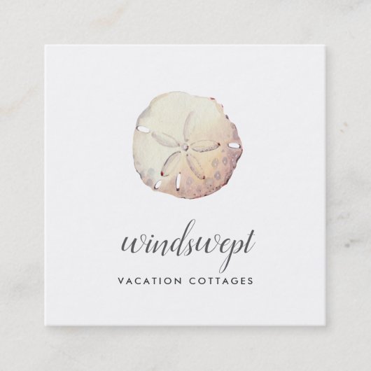 Waterverf zanddollar vierkante visitekaartje (Voorkant)