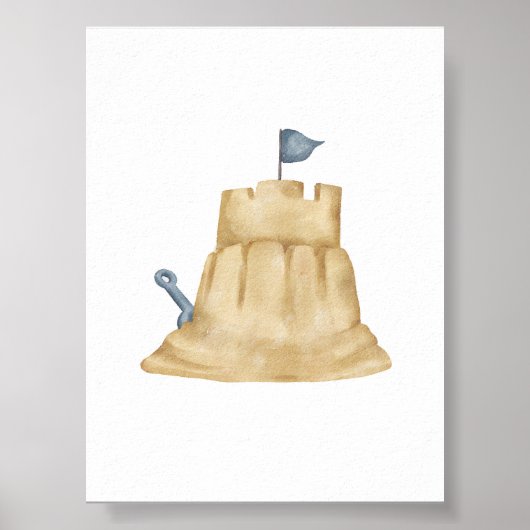 Waterverf zandkasteel print (Voorkant)